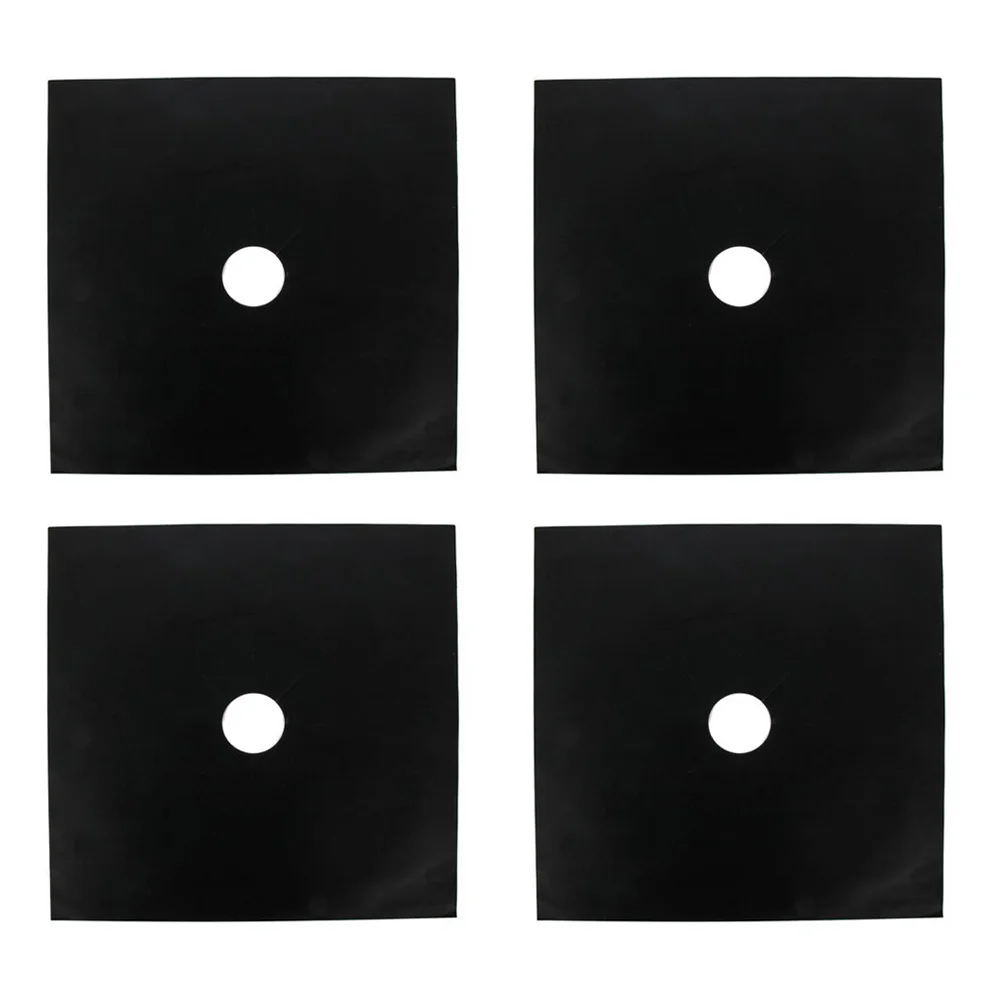 

4pcs Non-Stick Stove Burner Covers Gas Range Protector Reusable Hob Stovetop Liners Clean Mat Pad (Black)