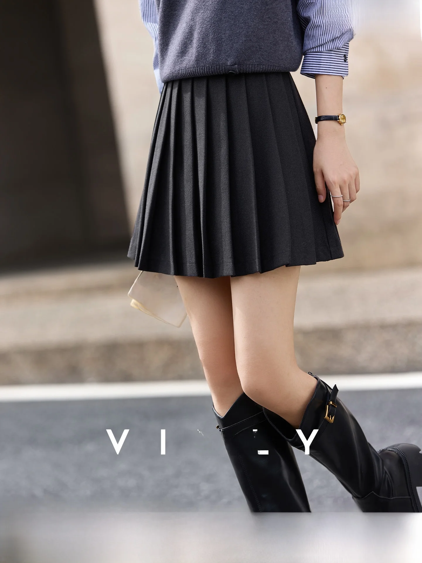 

Slimming Grey Half-length Skirt Women's Fashion College Style Pleated Skirt Spring 2025 Standard Fit Polyester Fiber