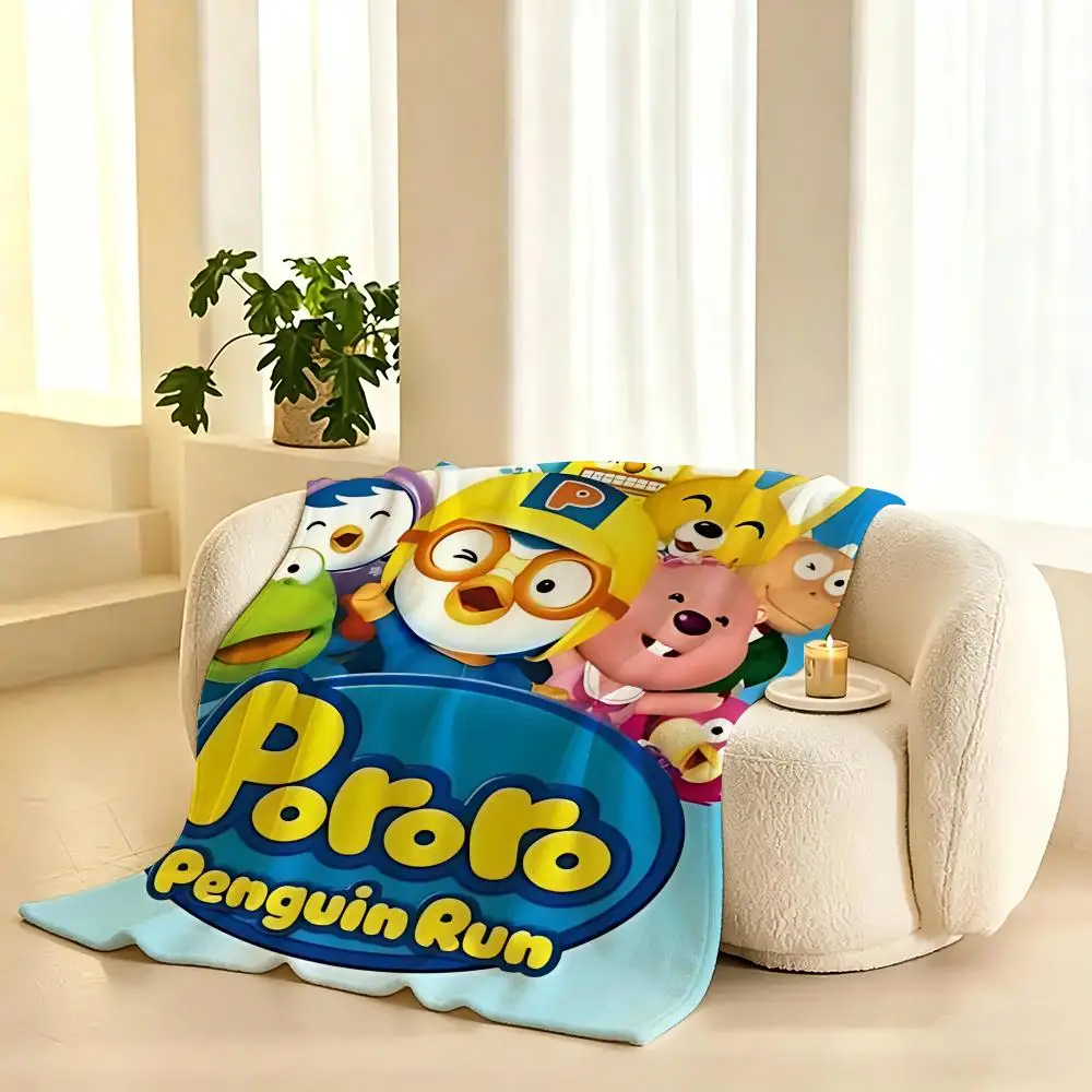Pororo the Little Penguin Cartoon Throw  flannel blanket, suitable for sofas, beds, offices,  exquisite gift blankets