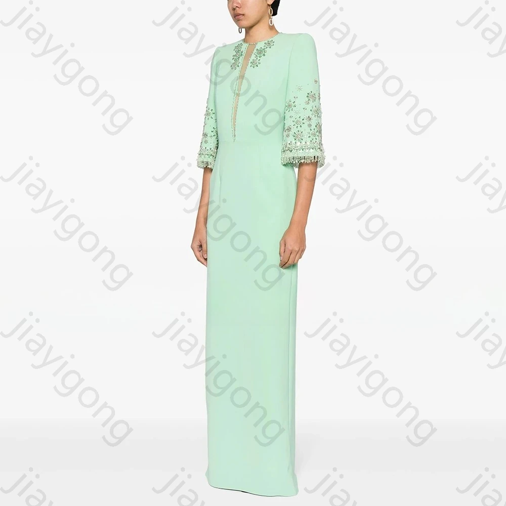 

Luxury High Quality Evening Dresses Jersey Beading Rhinestone Long Beaded Prom Gowns Straight Jewel Dress for Women Customized