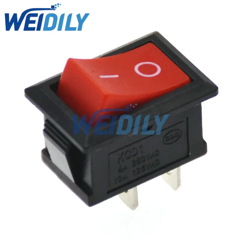 10PCS 15*21mm 2 Pin SPST ON/OFF Boat Rocker Switch 6A-10A 125V 250V KCD1 KCD1-101 Snap-in Black Red White Rocker Switches