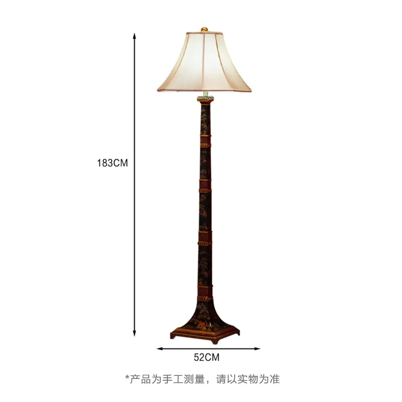 

YS163 French Chinese style, hair black background painted landscape pattern floor lamp, decorative ornament