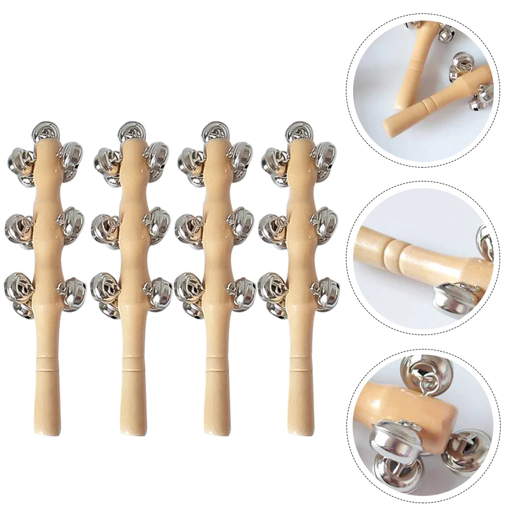 

4 Pcs Ringing Bracelet Wood Rattle for Baby Toys Jingle Bells Hand Kids Educational Wooden Musical Child