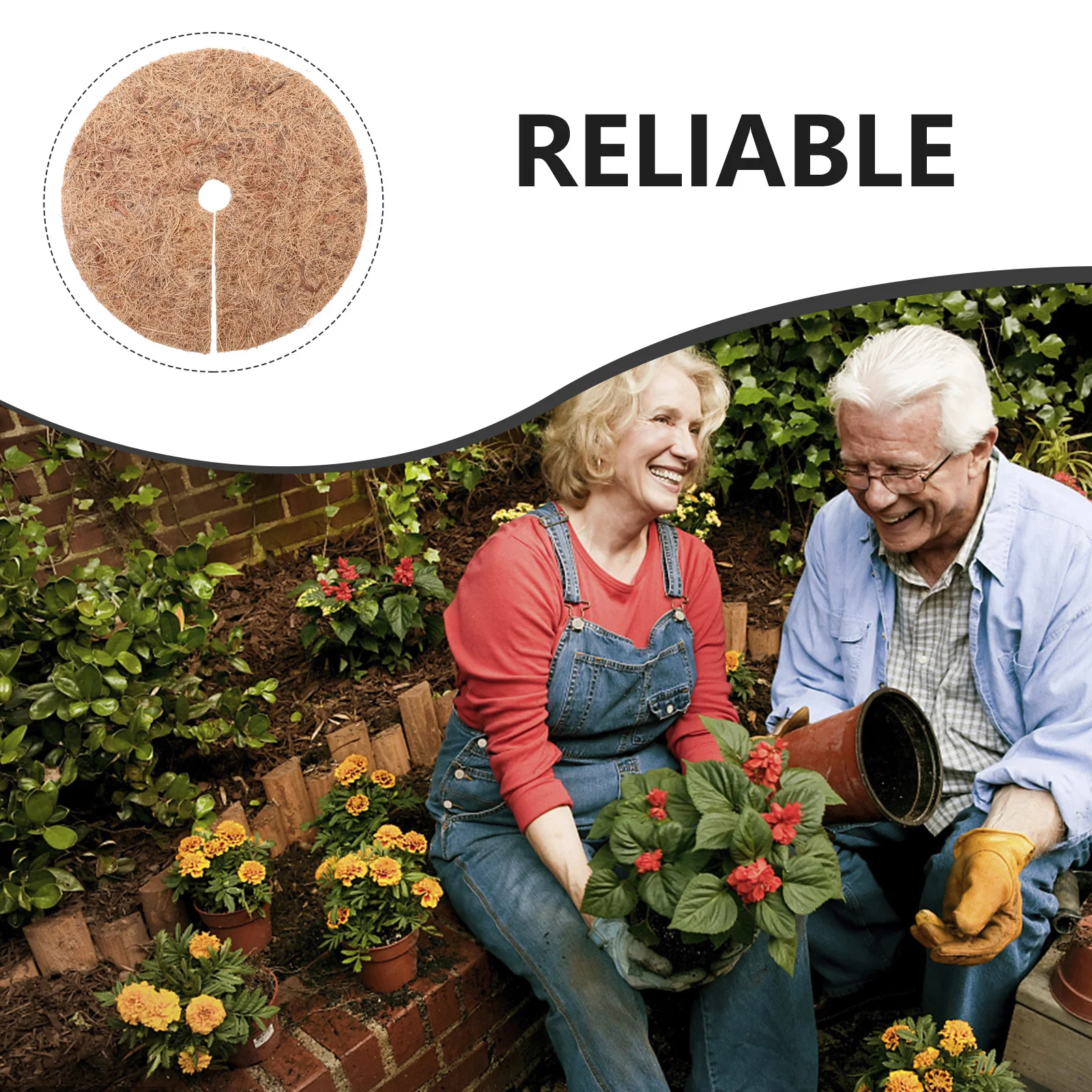 4Pcs Eco-Friendly Coconut Fiber Cushions Plant Protective Mats Round Design Breathable Mulch Flowerpot Control Anti-Grass Pad