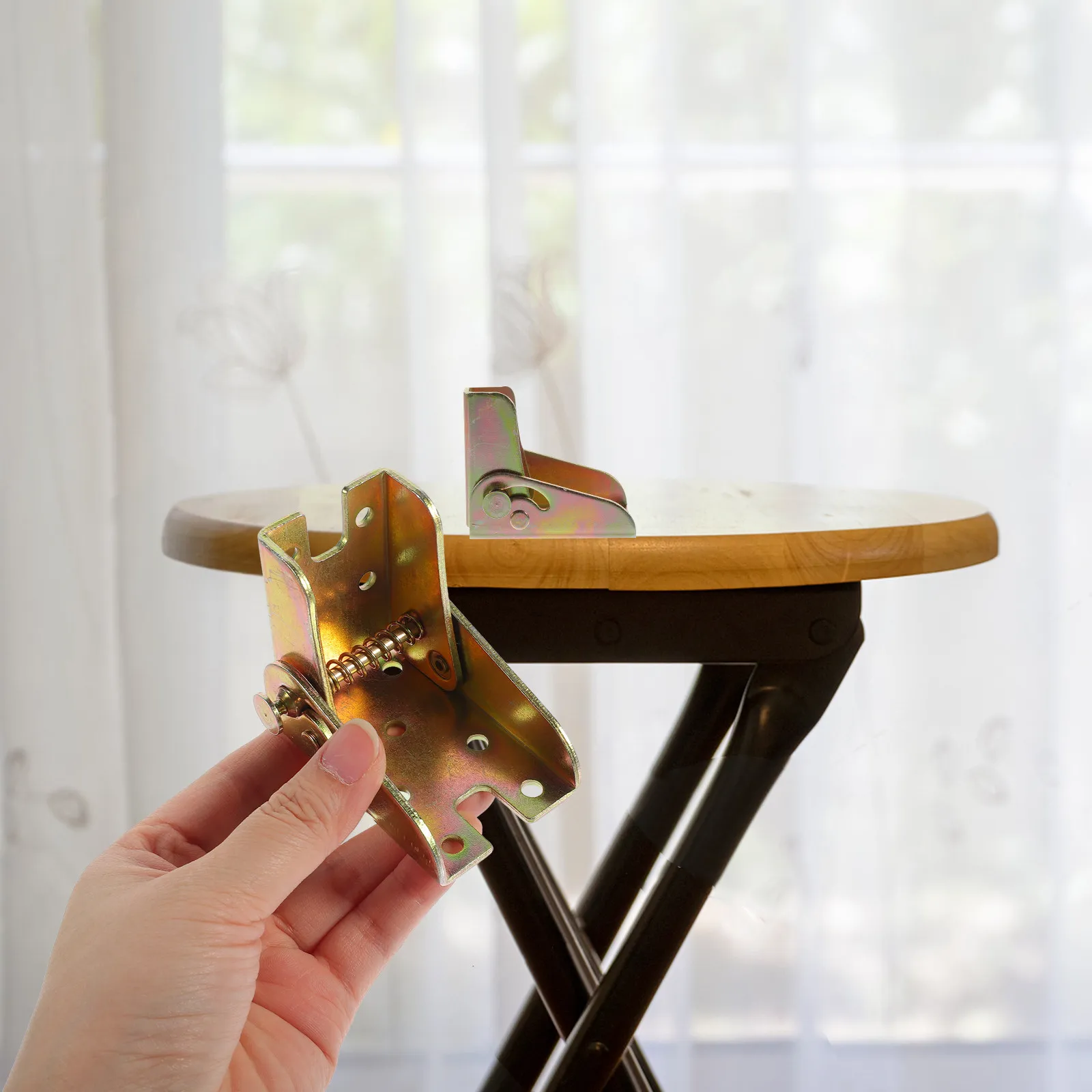 4Pcs Self-Locking Folding Hinges Table Leg Bracket Heavy Duty Locking Hinge Foldable 90 Degree Furniture Desk Chair