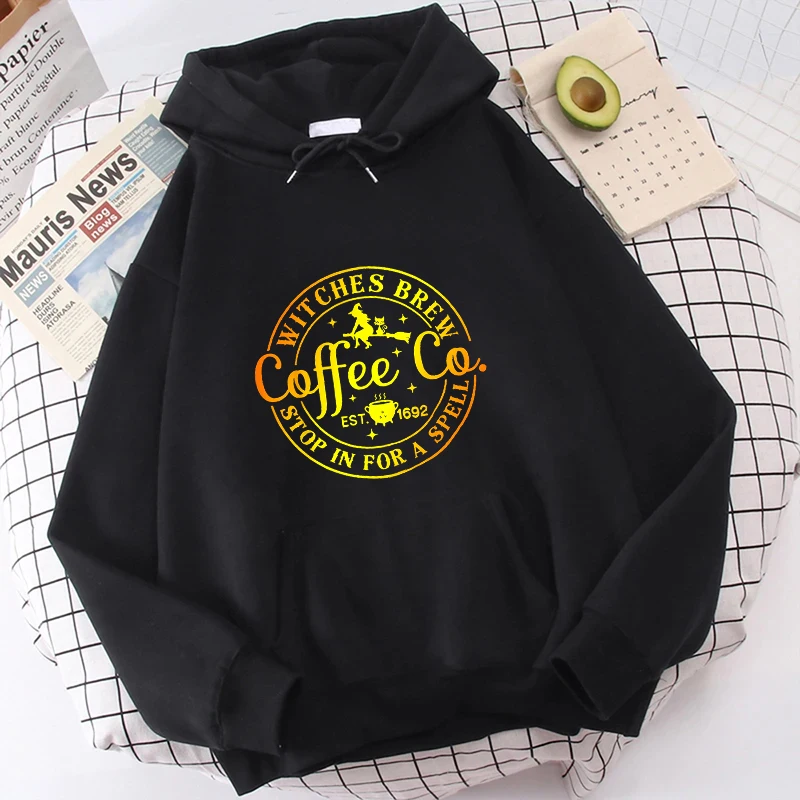 Witches Brew Coffee A Spell Since 1692 Magic Ladies Pullover Hoodie Fashion Halloween Graphic Clothes Casual Hoodies Sweatshirt