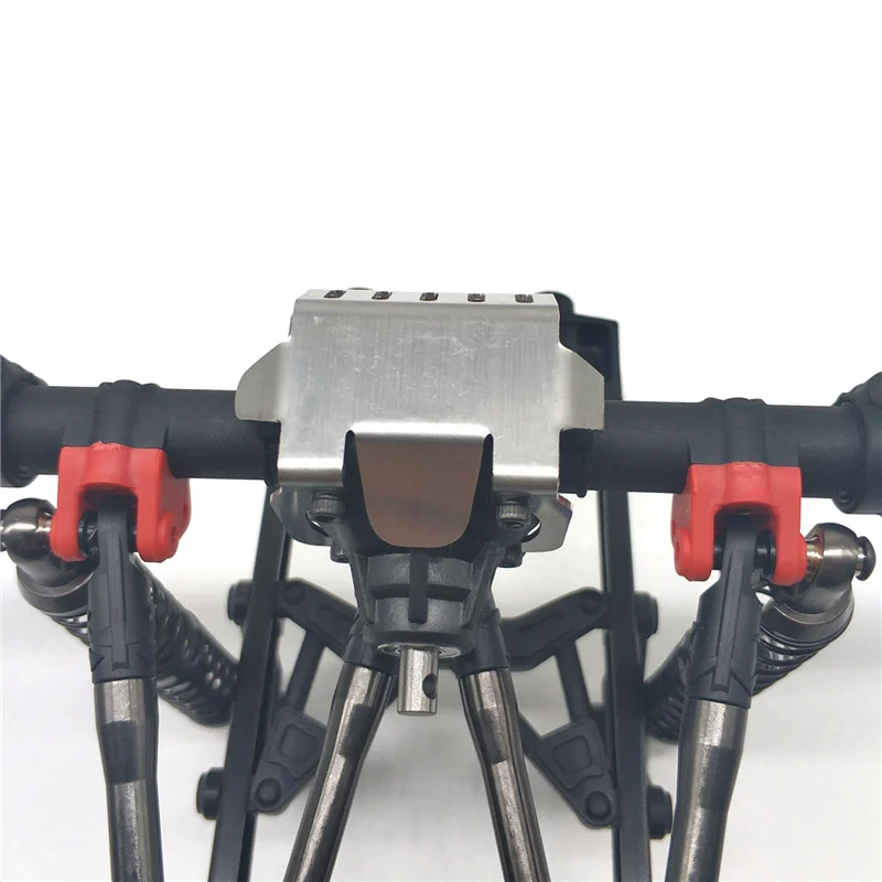 A63T-3X parachoques delantero inferior + eje + soporte de caja de cambios juego de placa de deslizamiento de protección para 1/10 RC Crawler AXIAL SCX10 II 90046 90047