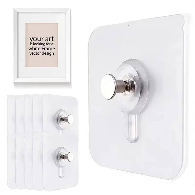 10-100Pcs Strong Adhesive Hooks No Drilling Waterproof Hooks For Picture Frames Posters Kitchen Bathroom Accessories Screw Hook