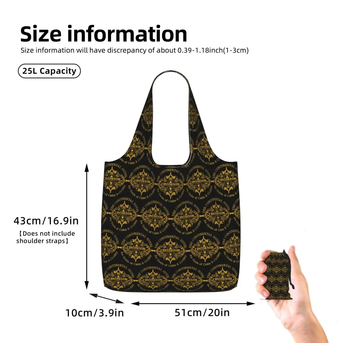 The Continental Hotel Shopping Tote Bag Canvas Large Capacity Shoulder Bags Shopper Grocery Handbag for Women