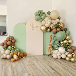 Beżowy brązowy zielony balon girlanda Arch Kit dzieci Jungle Safari dekoracje urodzinowe Baby Shower Party balony chrzest chrzest