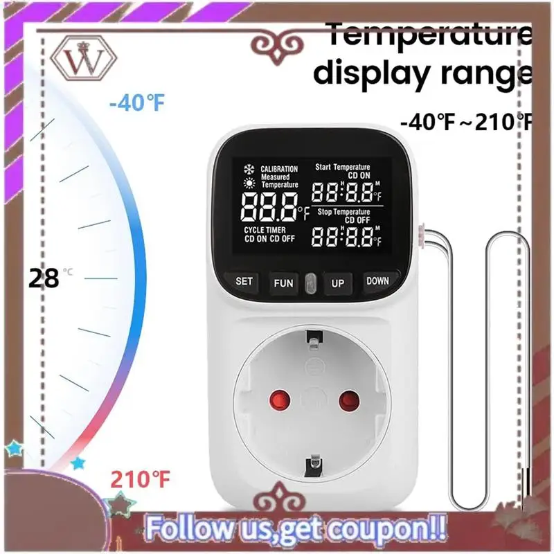 ABBG-цифровая вилка термостата, выход 120 В, контроль нагрева и охлаждения, 110 В, 15 А, дисплей по Цельсию, по Фаренгейту, вилка для теплицы, США