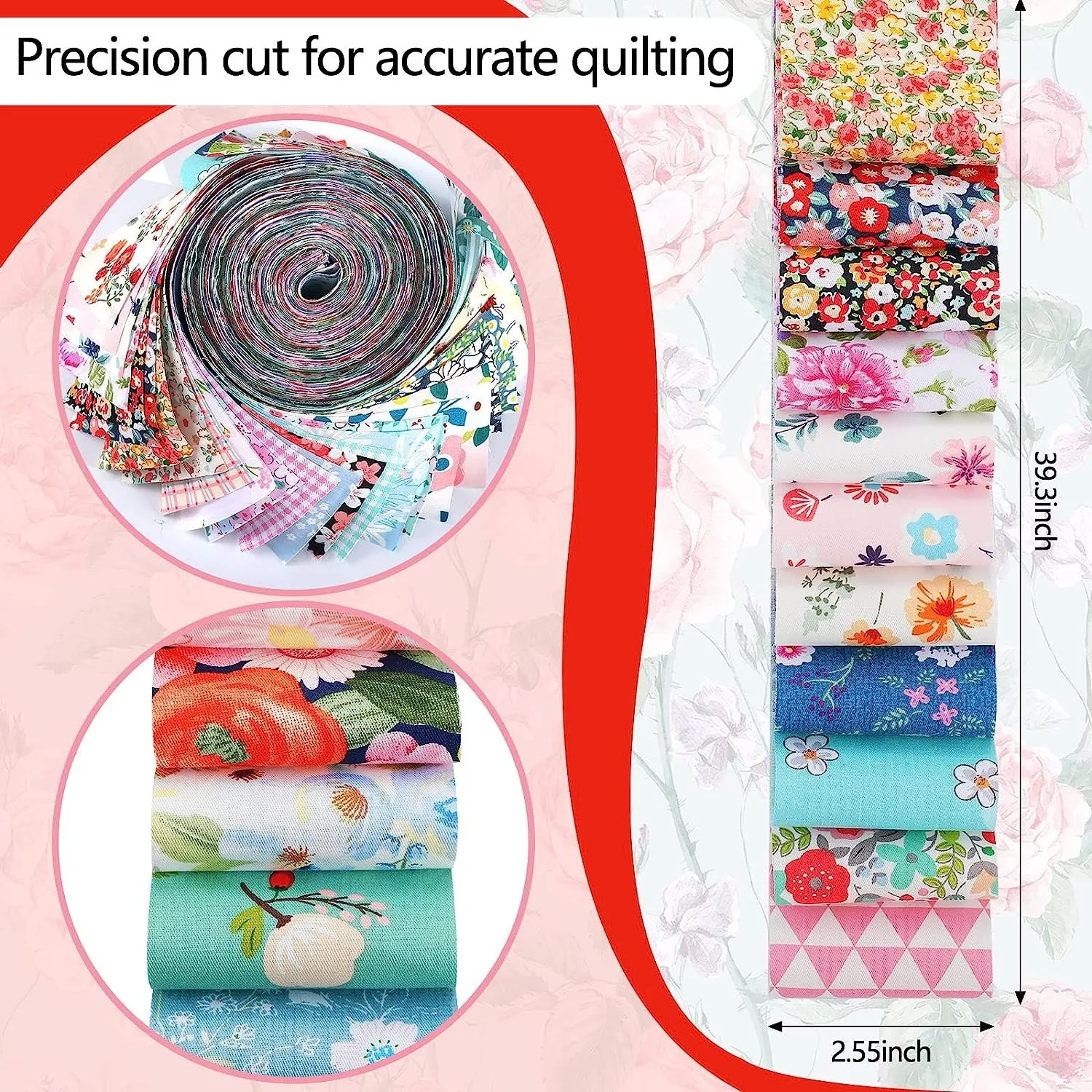 Full Cotton Fabric Set 40 Painting Styles 6.5*50/25cm for Sewing Clothes Dresses DIY Handmade Printed Cotton Fabric Roll Set