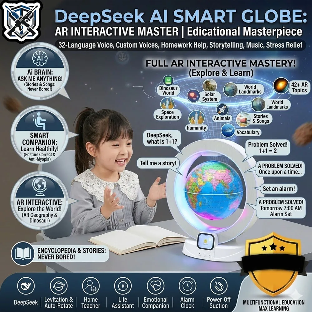

AI Smart Globe Magnetic Levitation Floating Globe with AR Interactive 32 Languages Homework Helper Kids for Education