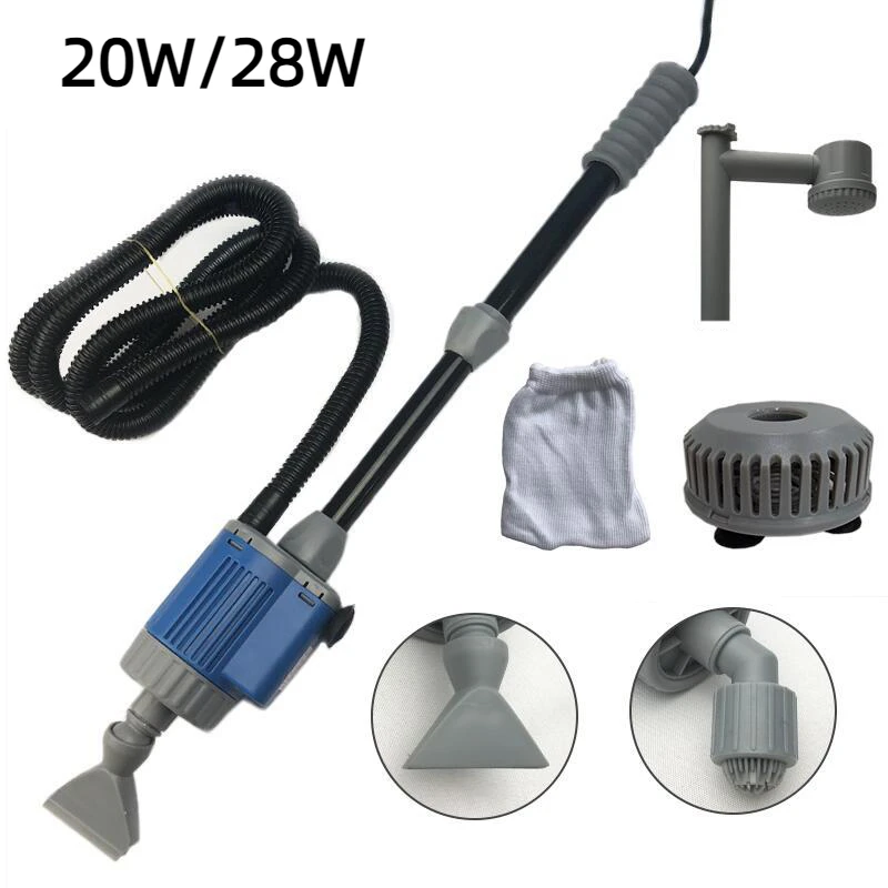 20/28W Electric Aquarium Fish Tank Water Change Pump Aquarium Cleaning Tool Water Changer Gravel Cleaner Siphon Filter Pump 1Set