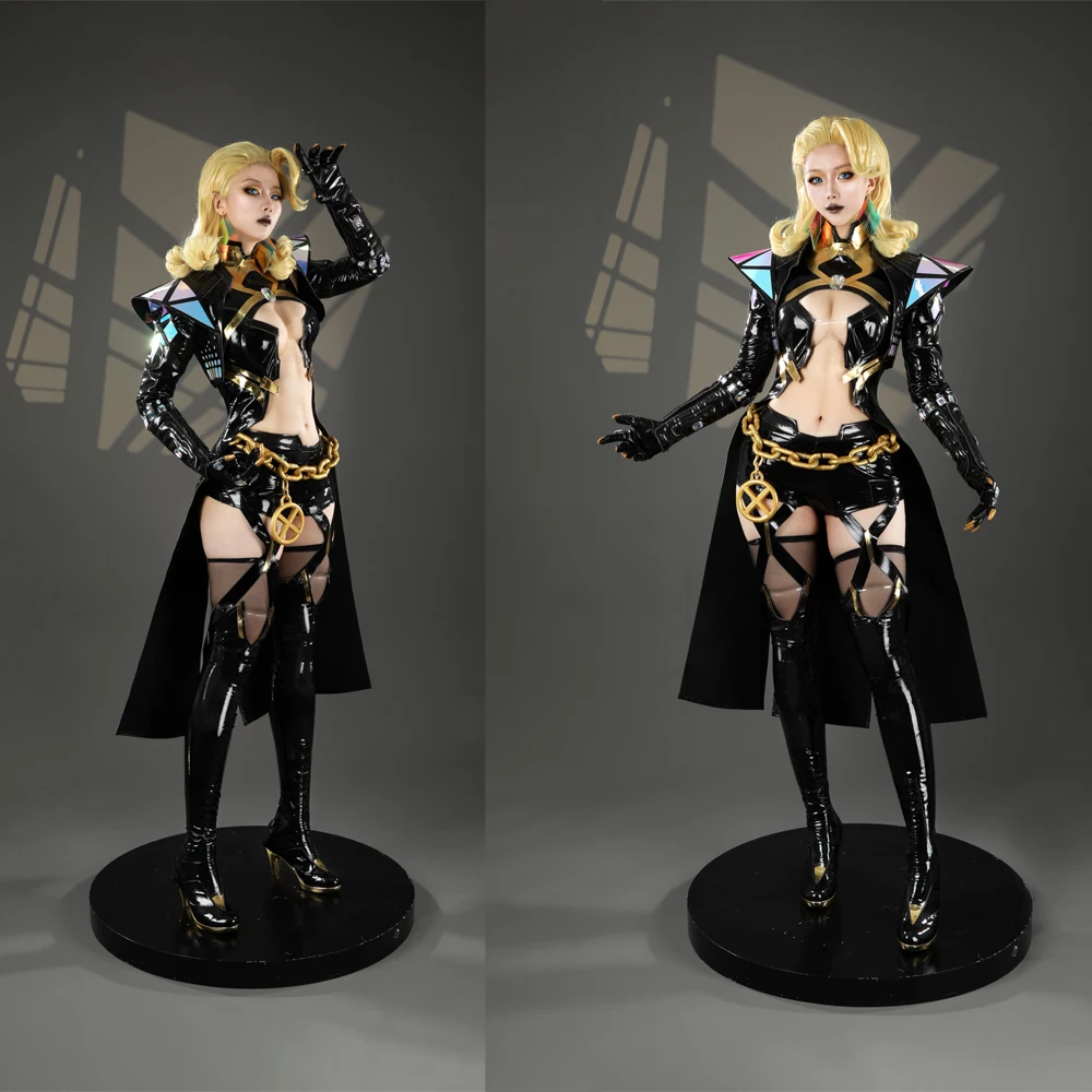 

Высококачественный сексуальный ролевой костюм белой королевы для косплея, униформа с заклепками для вечеринки на Хэллоуин для женщин и мужчин, карнавальный реквизит