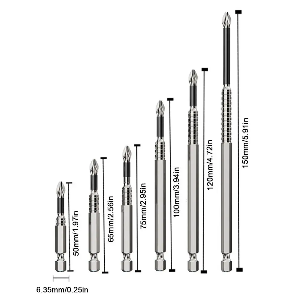 Non-slip Magnetic Batch Head Impact Resistant Waterproof Cross Bit Alloy Steel Rust Proof Electric Screwdriver Bit