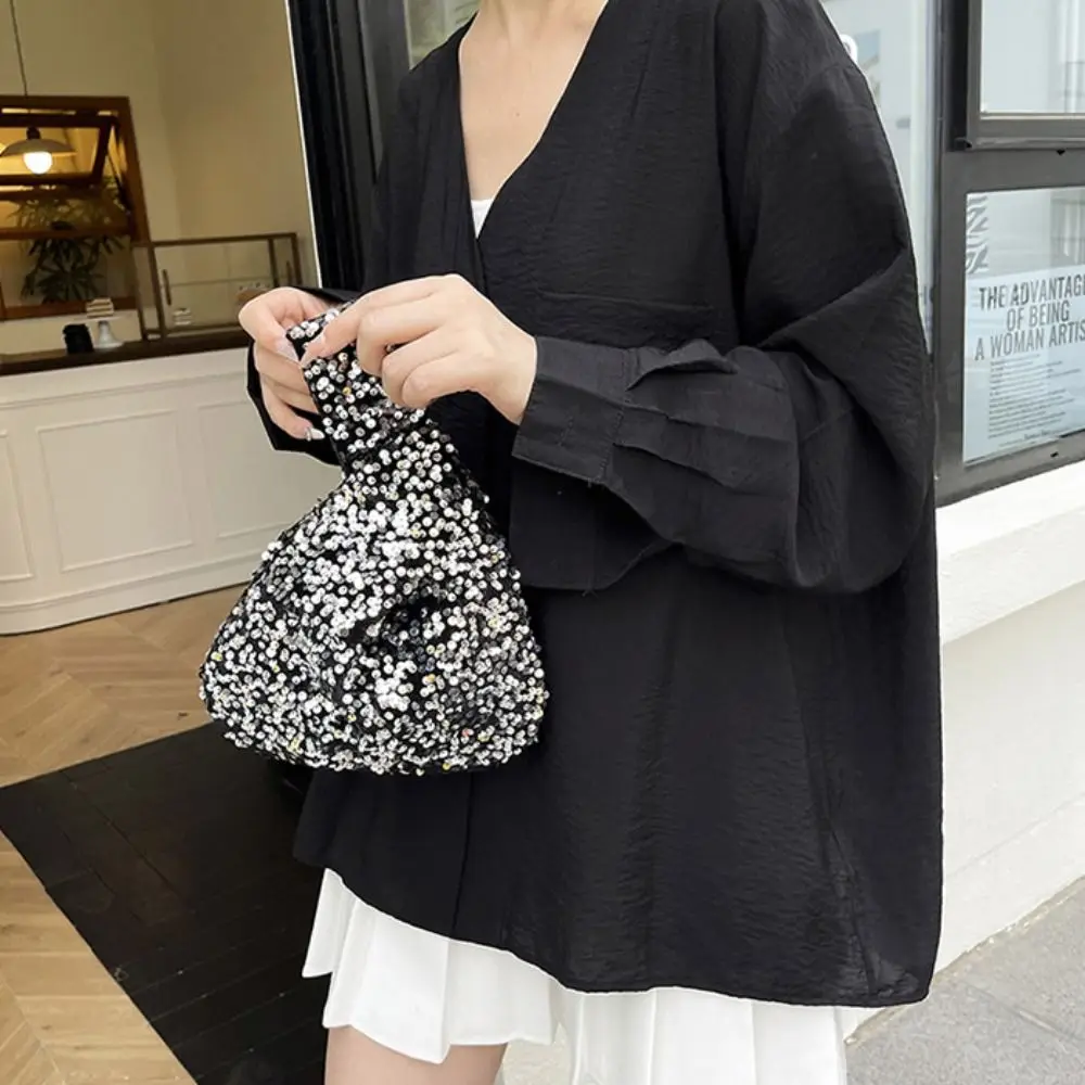 

Повседневная сумка с узлом и блестками, блестящая сумка на запястье, милая вечерняя сумка с блестками в корейском стиле для девочек