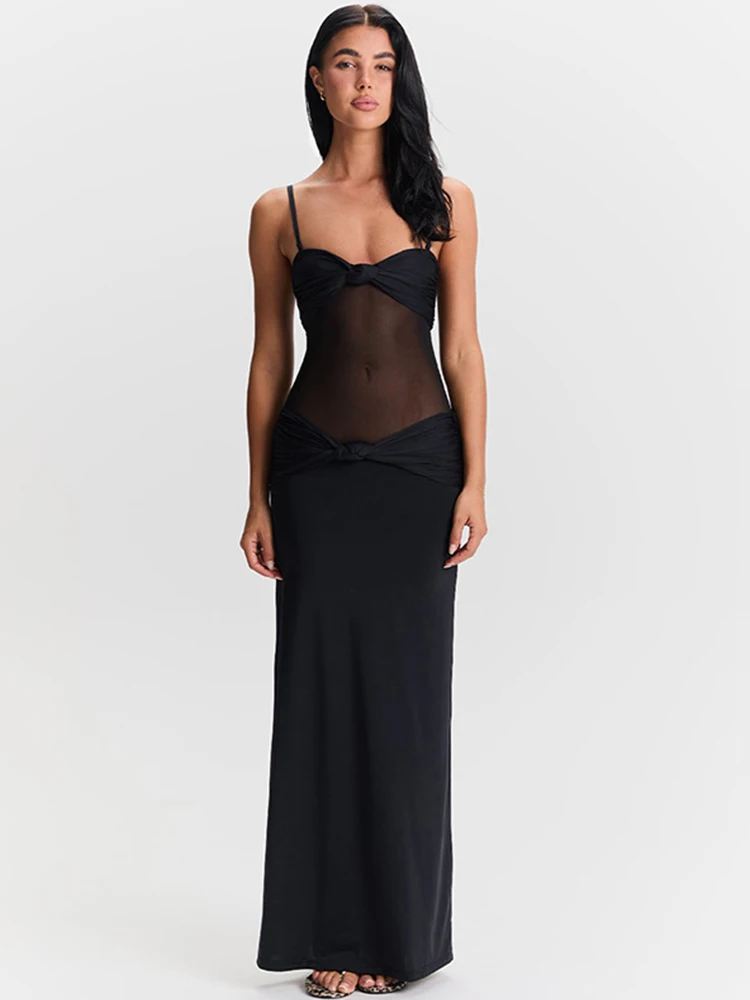 Estranho gato nó peito envoltório vestido feminino y2k ruched malha retalhos sem mangas magro estiramento chique verão tendência elegante vestidos