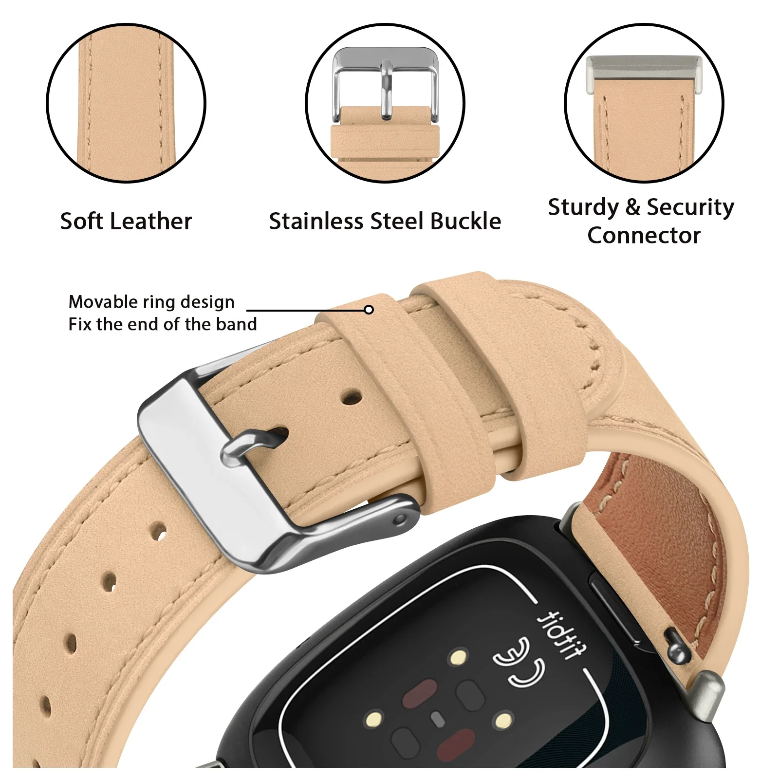 Bracelet de montre en cuir véritable, remplacement de bracelet réglable, bracelet pour Fitbit Versa 3, bracelet Versa 4, fouet Fitbit 2