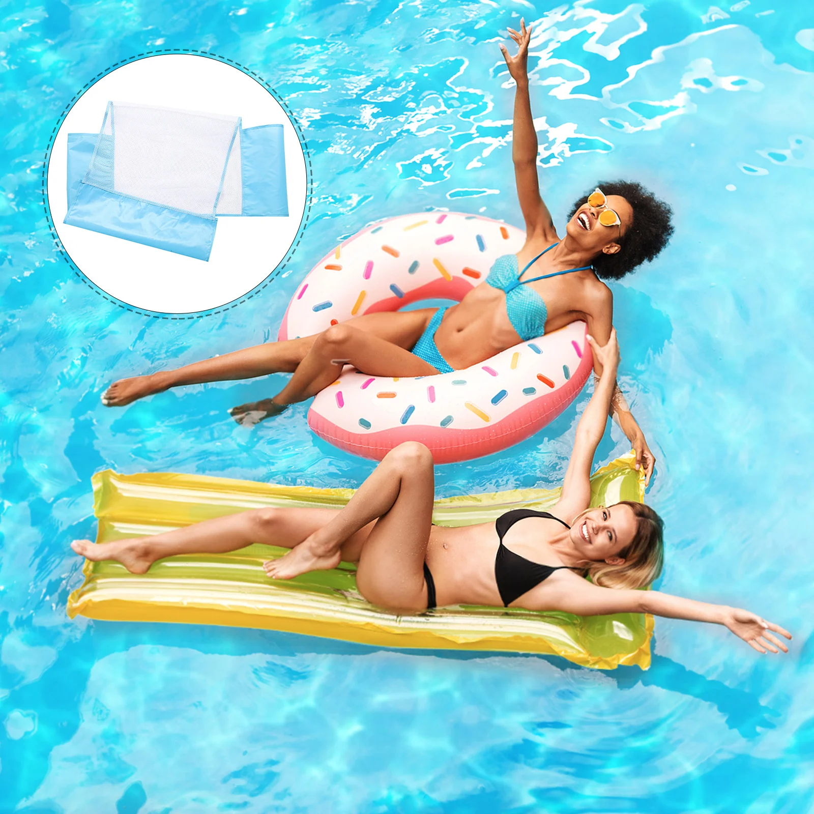 Schwimmen Pool Mesh Stuhl Net Tasche Erwachsene Aufblasbare Floaties Bequeme Atmungsaktive Faulenzen Pool Float Lagerung Nudel Hängematte