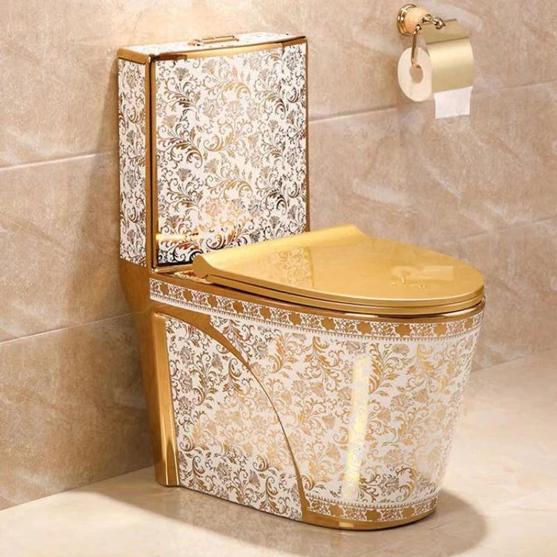 Creative Color Toilet for Household Water Pumping Gold Toilet, Super Swirl Water saving Small House, Odor proof Ceramic