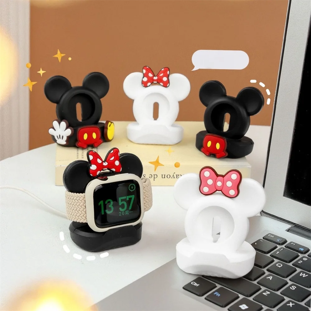 Cute Silicone Charger Holder For Apple Watch Ultra Ultra2 se3 Series 9 8 7 6 5 4 3 2 1 Charger Stand Dock Cable Organization