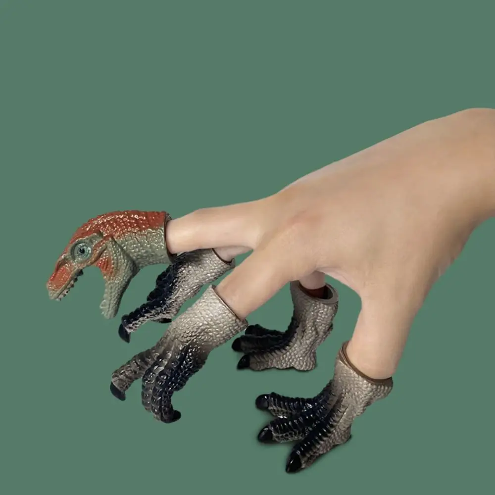Marionnette à doigt de dinosaure de dessin animé, 5 pièces, jouets, marionnettes à main en caoutchouc, tête de dinosaure, poupée à doigt Funky