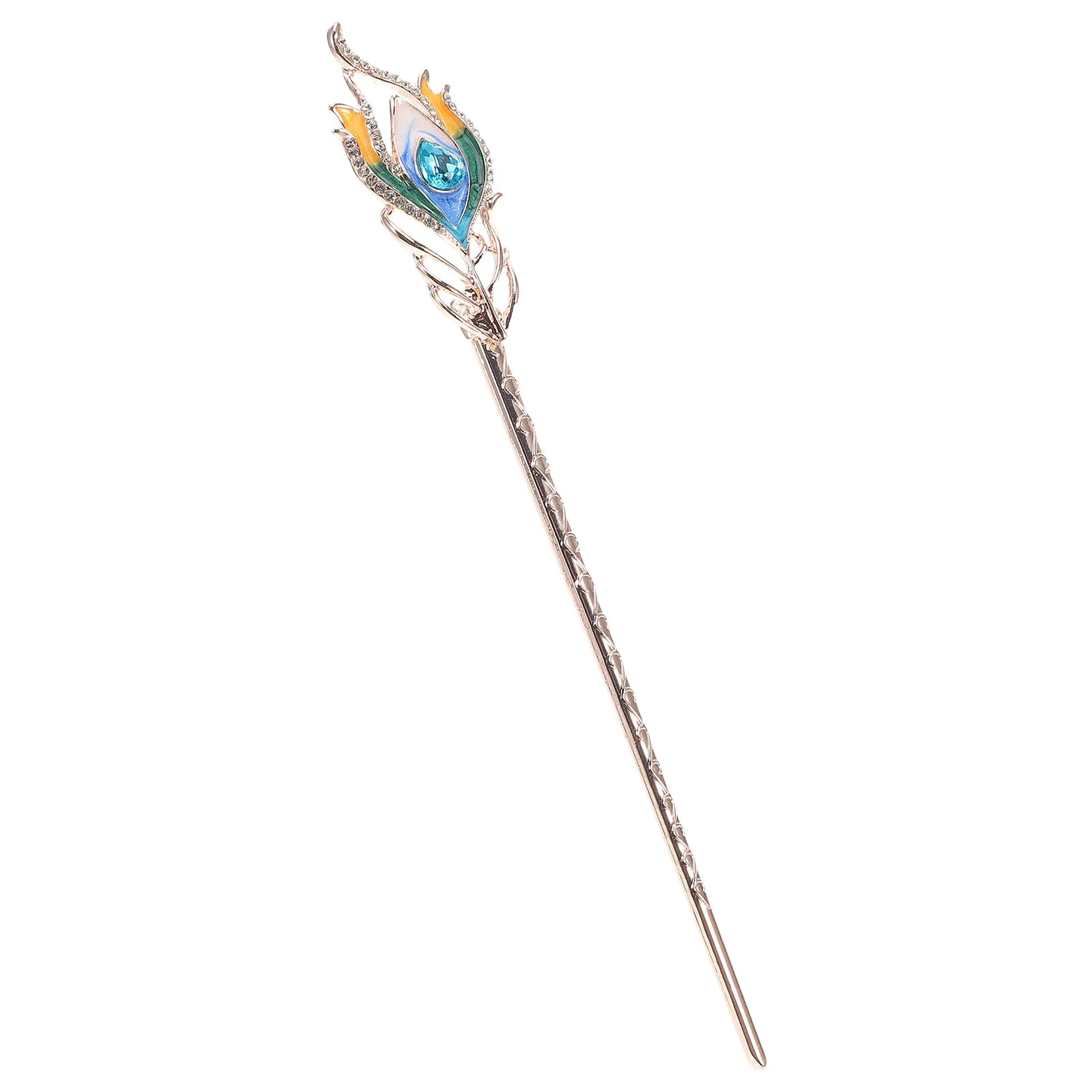 

Vintage Enamel Peacock Hairpin Hanfu Accessories Sparkling Rhinestones Durable Fashionable Headpiece Hair Clip Headdress