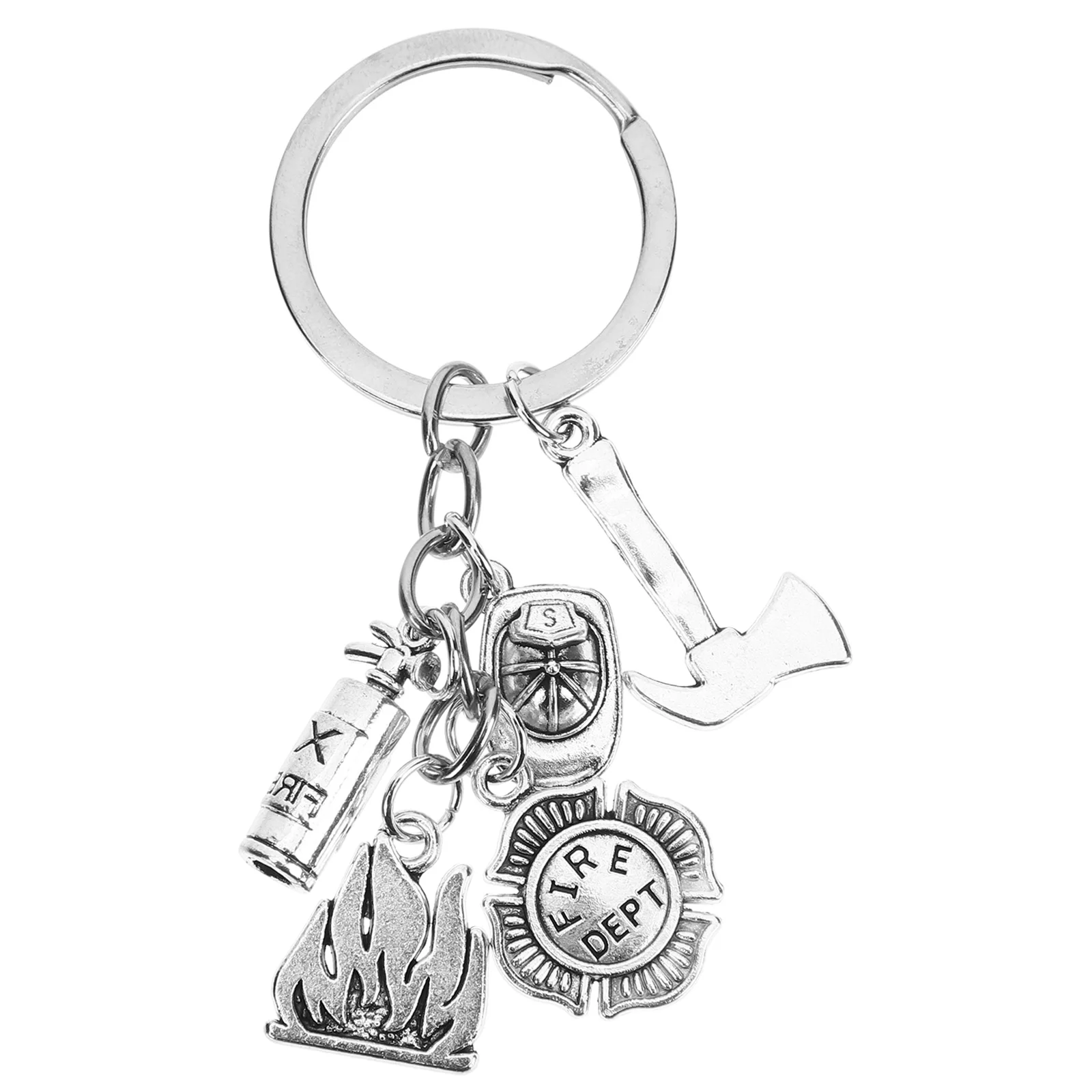 Firefighter Keychain Keys Holder Gift Fighting Car Charm Ring Decor Hanging Ornament Metal Bag Pendant