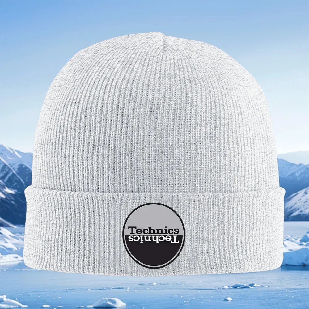Technics logo nowoczesny wzór odwrócony męski damski unisex czapka dzianinowa beanie zimowa termiczna ciepła świąteczna na zewnątrz