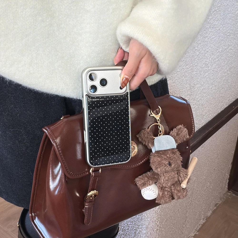 Koreanische INS Polka-Dot-Muster, galvanisierte Silber-Handyhülle für iPhone 17 Promax 18 13 14 15 16 Pro Max, stoßfeste Schutzhülle Funda – Detail 15