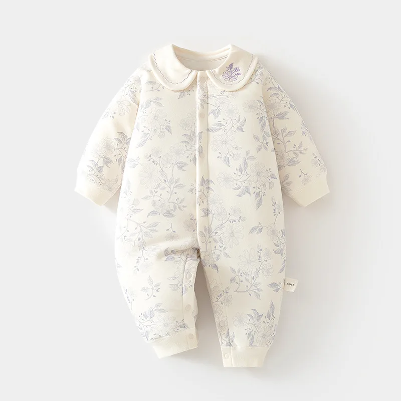 Baby Jumpsuit Baby Clothes Autumn and Winter New Quilted Baby Boy Pure Cotton Thickened Warm Romper Cotton Clothing Cotton Coat