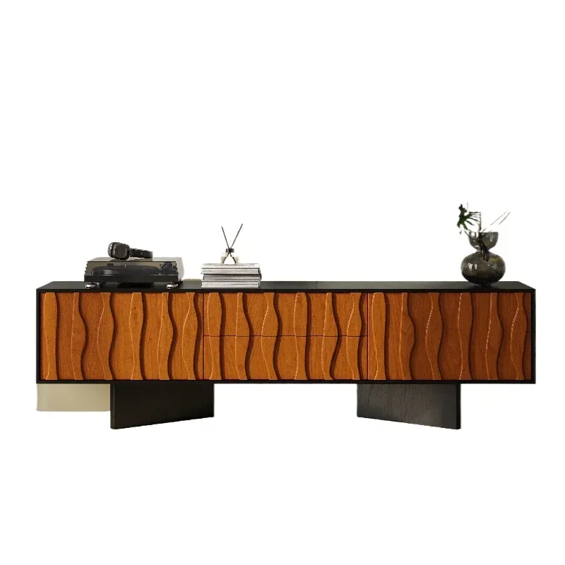 Medieval wabi sand solid w ood TV cabinet French retro audio-visual cabinet modern simple living ro om