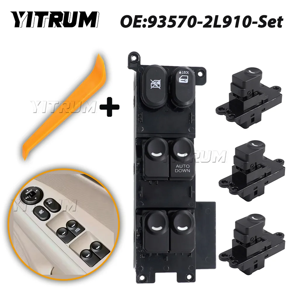 

YITRUM RHD Master Window Switch & Rear Switch Button For Hyundai i30 FD 2007-2012 Hatchback Wagon 93570-2L910 93580-2L010