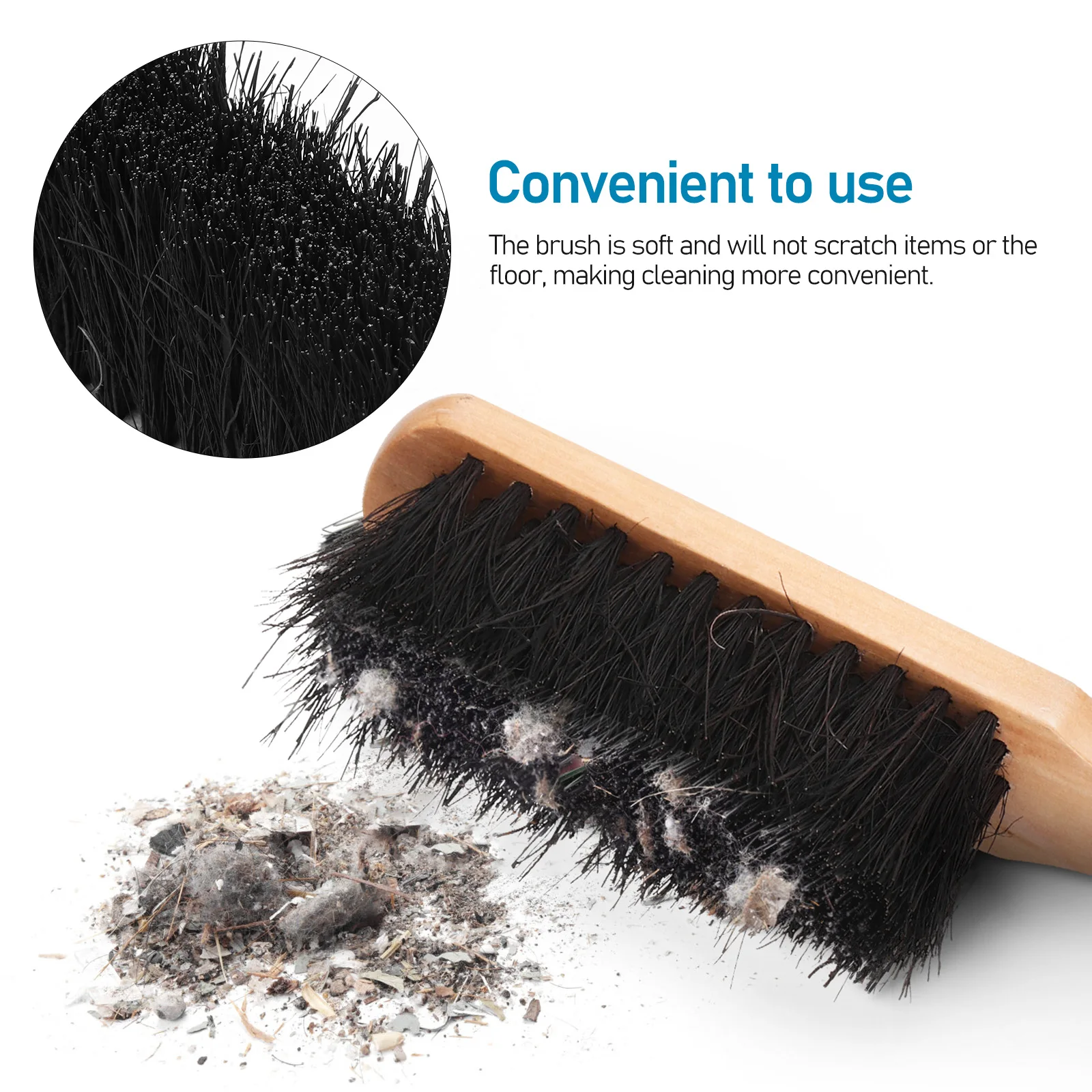 

1Set Dust Brush and Shovel Set Soft Bristles Sharp Edge Non Slip Wood Handle for Fireplace Garden Potted Plants