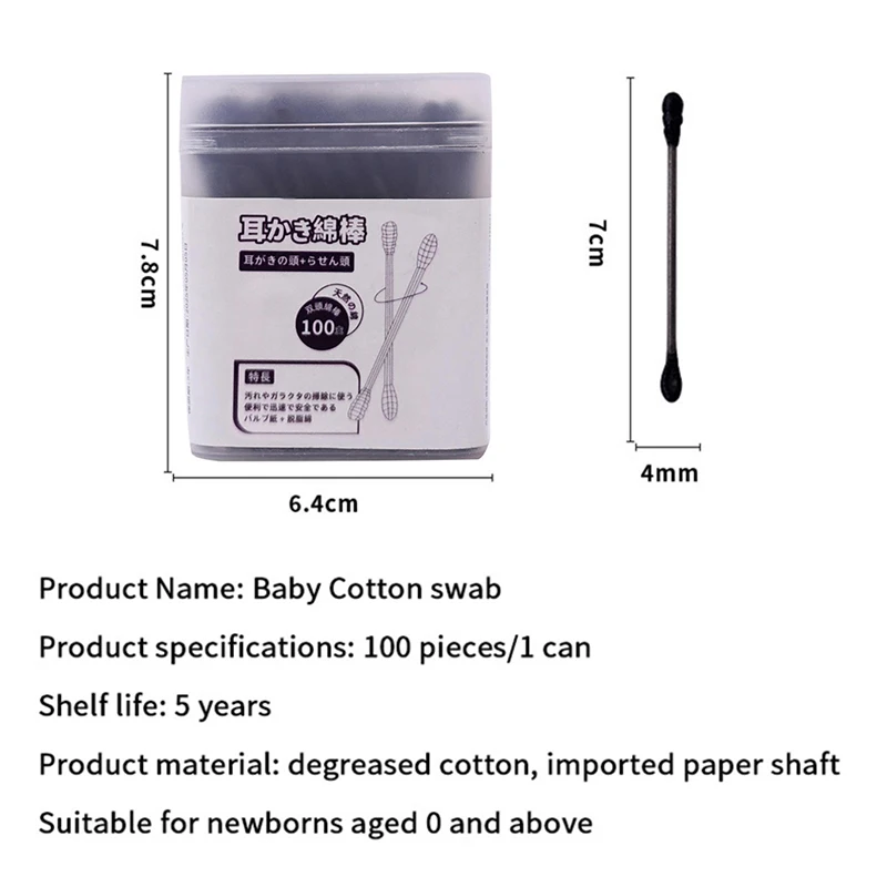 100Pcs/Box Ear Spoon Ear Clean Makeup Manicure Cotton Swabs Disposable Cleaning Tools Double Head Cotton Swab Stick