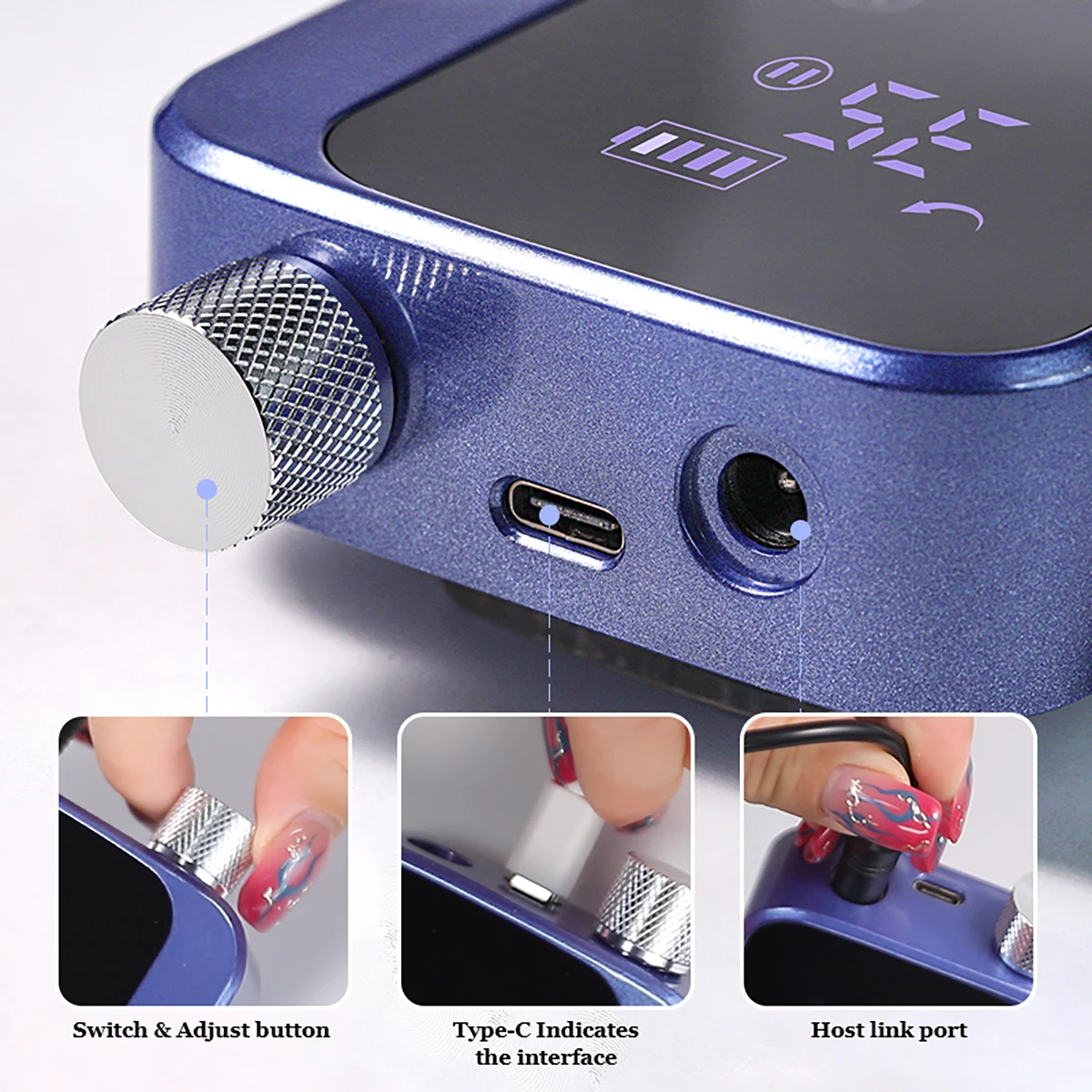 Portable Electric Nail Drill Rig Display Nail Grinder, Low Noise Professional Nail Polish Grinder Nail Accessories Set