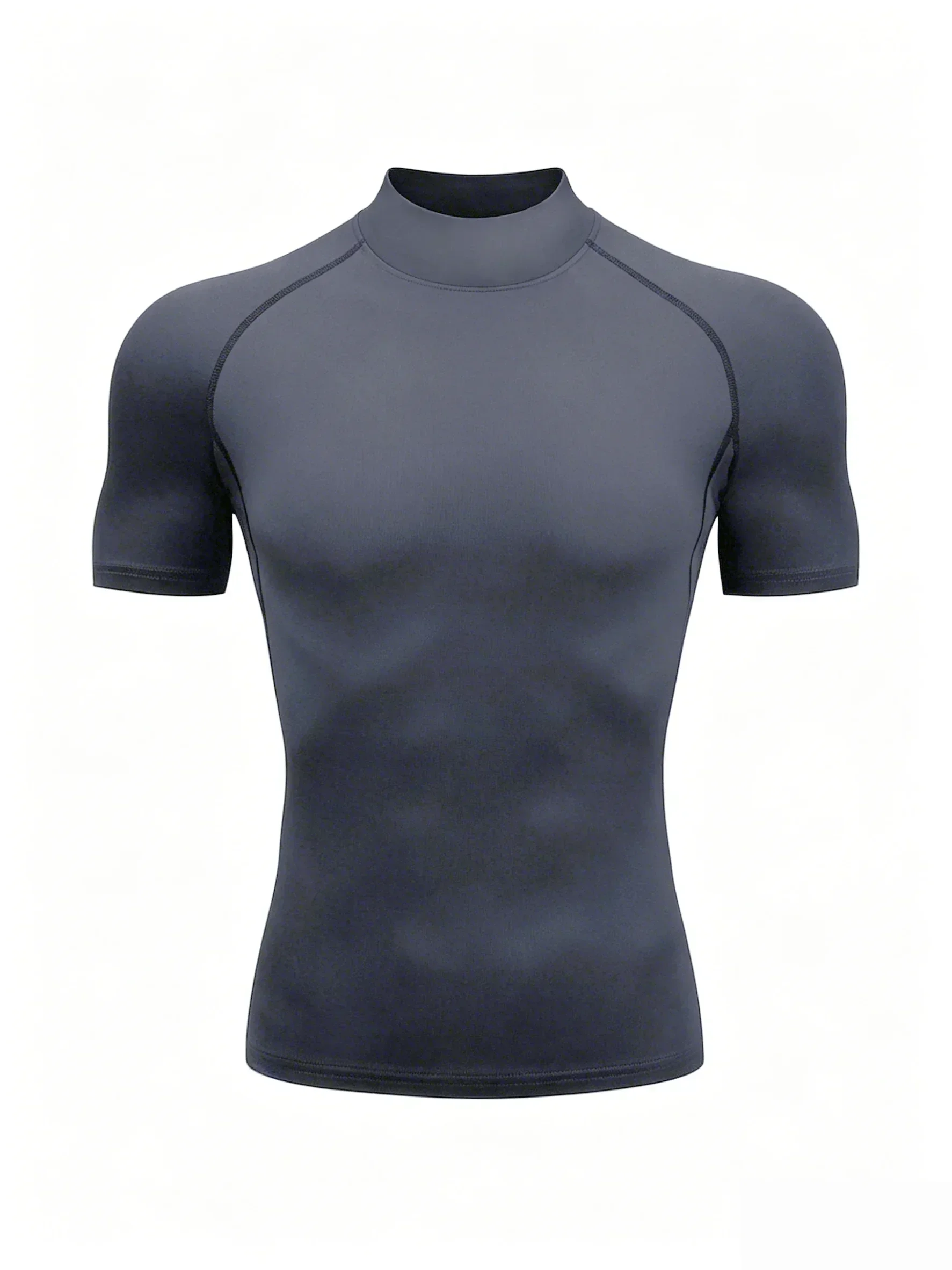 Herren Schnelltrocknende Sportshirts mit Stehkragen und Kurzen Ärmeln, Atmungsaktive Baselayer für Fitness, Laufen, Training und Sport – Detail 8