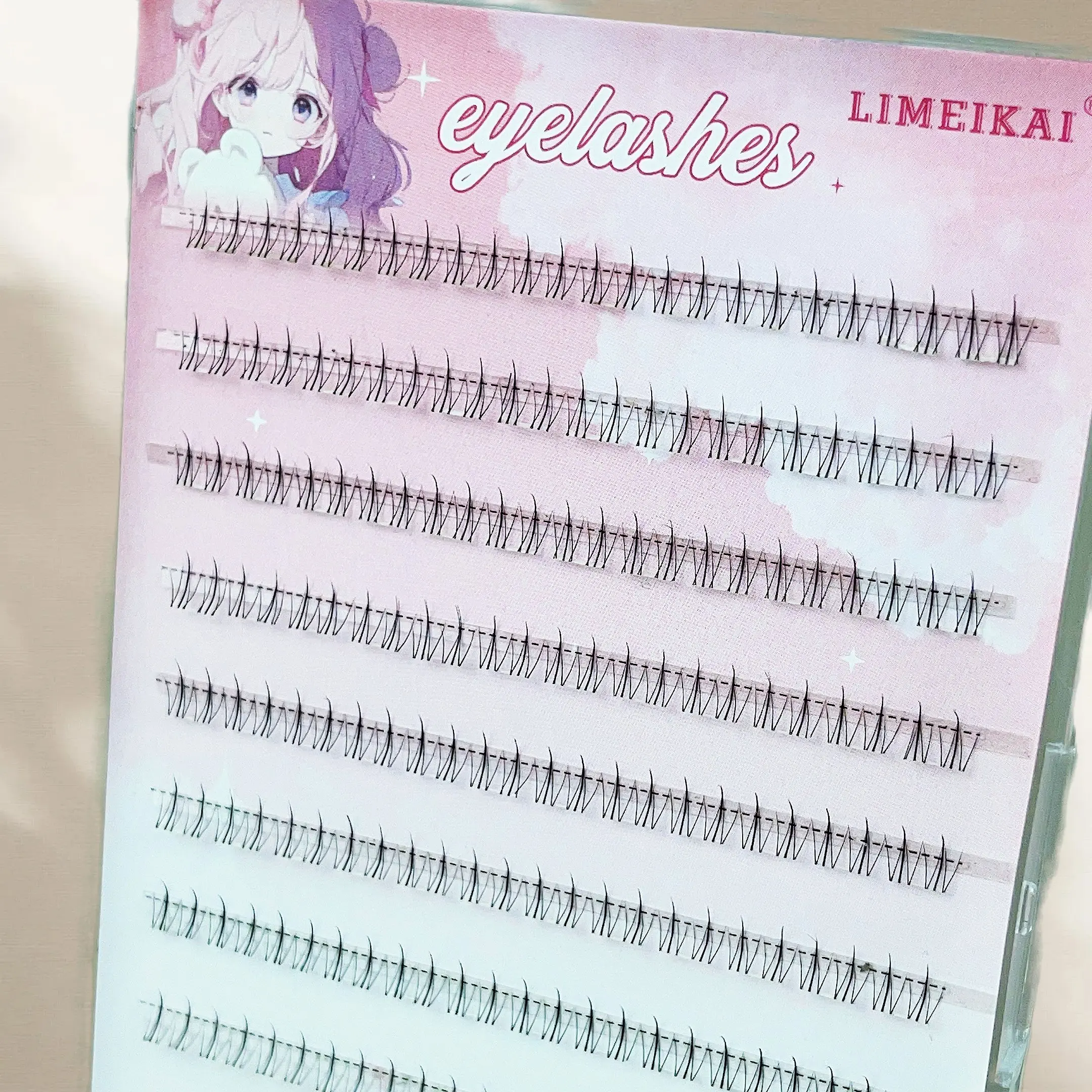 240 clusters of small flames, glue-free lower eyelashes, natural simulation, segmented transparent stems, super soft