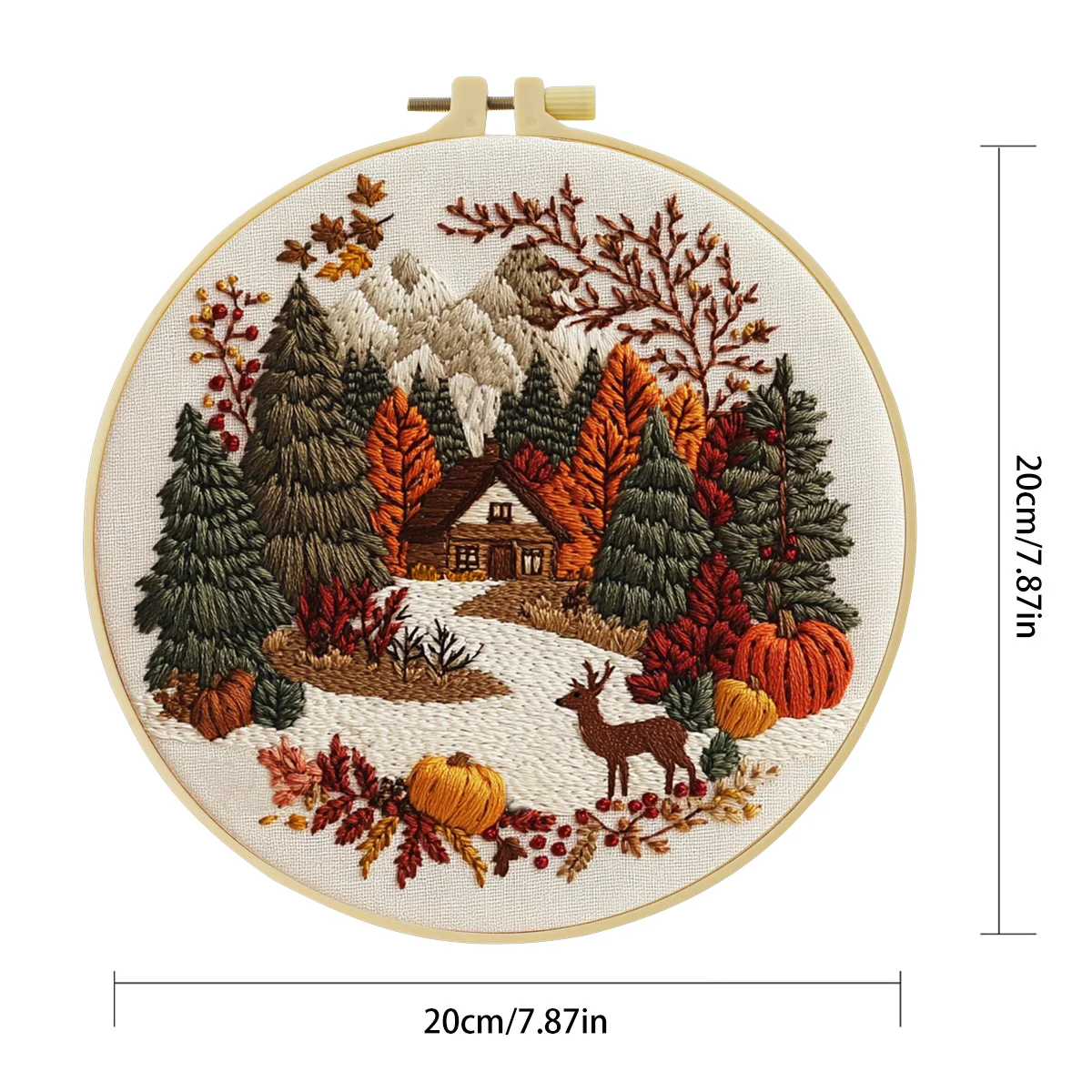 1 Stück 20X20CM/15X15CM 7,87/6,3 Zoll Wald-Stickerei-Starter-Kit DIY-Kit DIY-Stickerei-Set für Anfänger – Detail 3
