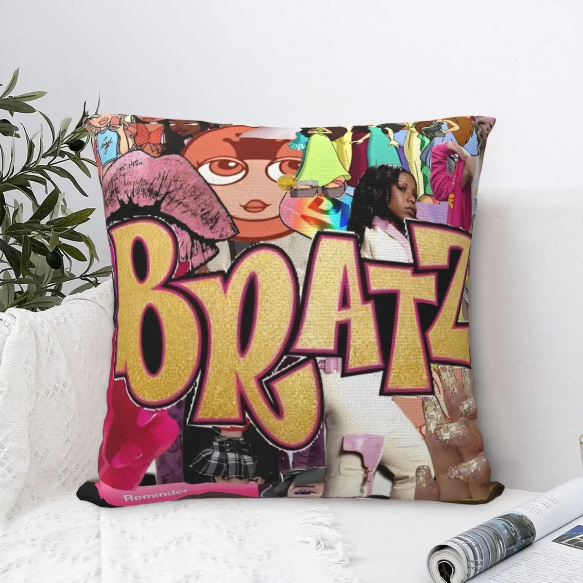 Bratz Asthetic Y2kchildhood Square Pillow Case Doll Toys Cushion Cover Customized Polyester Decor Pillowcover for Car 45*45cm