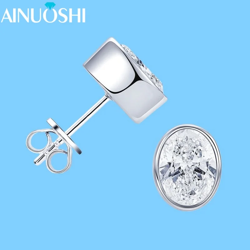 

AINUOSHI новые серьги с муассанитом D1.50CT для женщин, стерлинговое серебро S925, простой пасьянс, овальные серьги-гвоздики для вечеринок, танцевальные ювелирные изделия