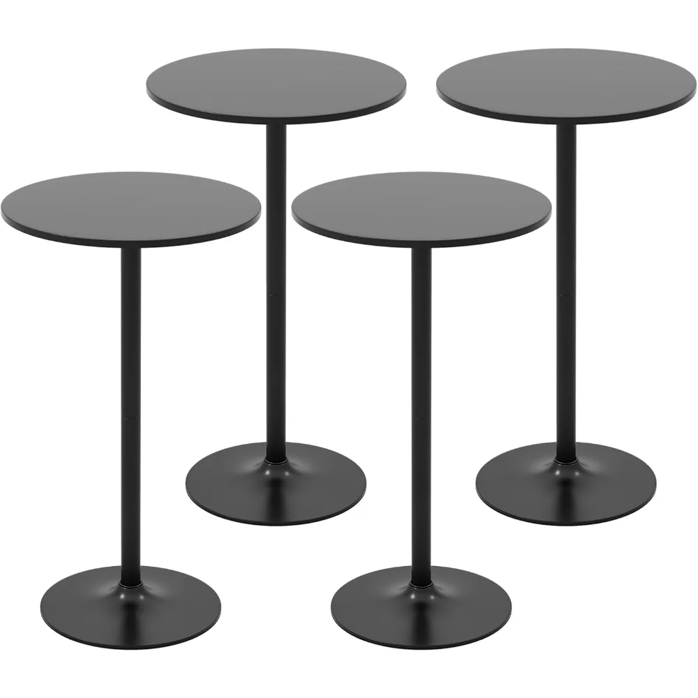 

Round Bistro Table Set of 4, Height Adjustable Bar Height Cocktail Table, High Top Pub Table Snack Table with Heavy-Duty