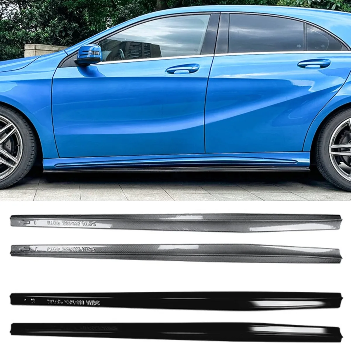 For Mercedes Benz A-Class CLA W176 C117 AMG 2013-2018 Body Kit Side Skirt Spoiler Side Skirt Splitter Extension Car Accessories view 2