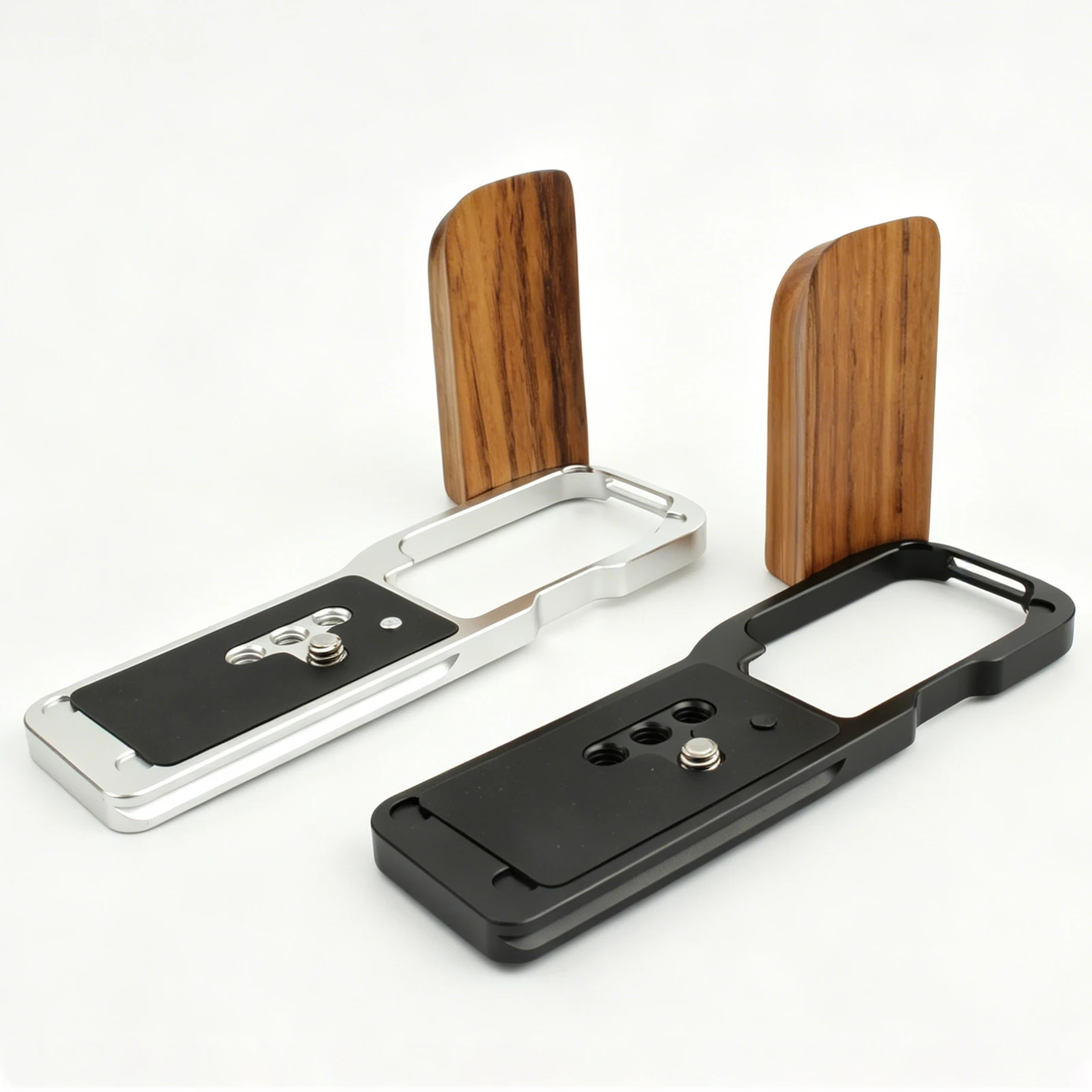 For Nikon ZR Wooden Handle L Plate Hand Grip, Wood Handgrip for Arca-Swiss Tripod Quick Release Plate, with 1/4