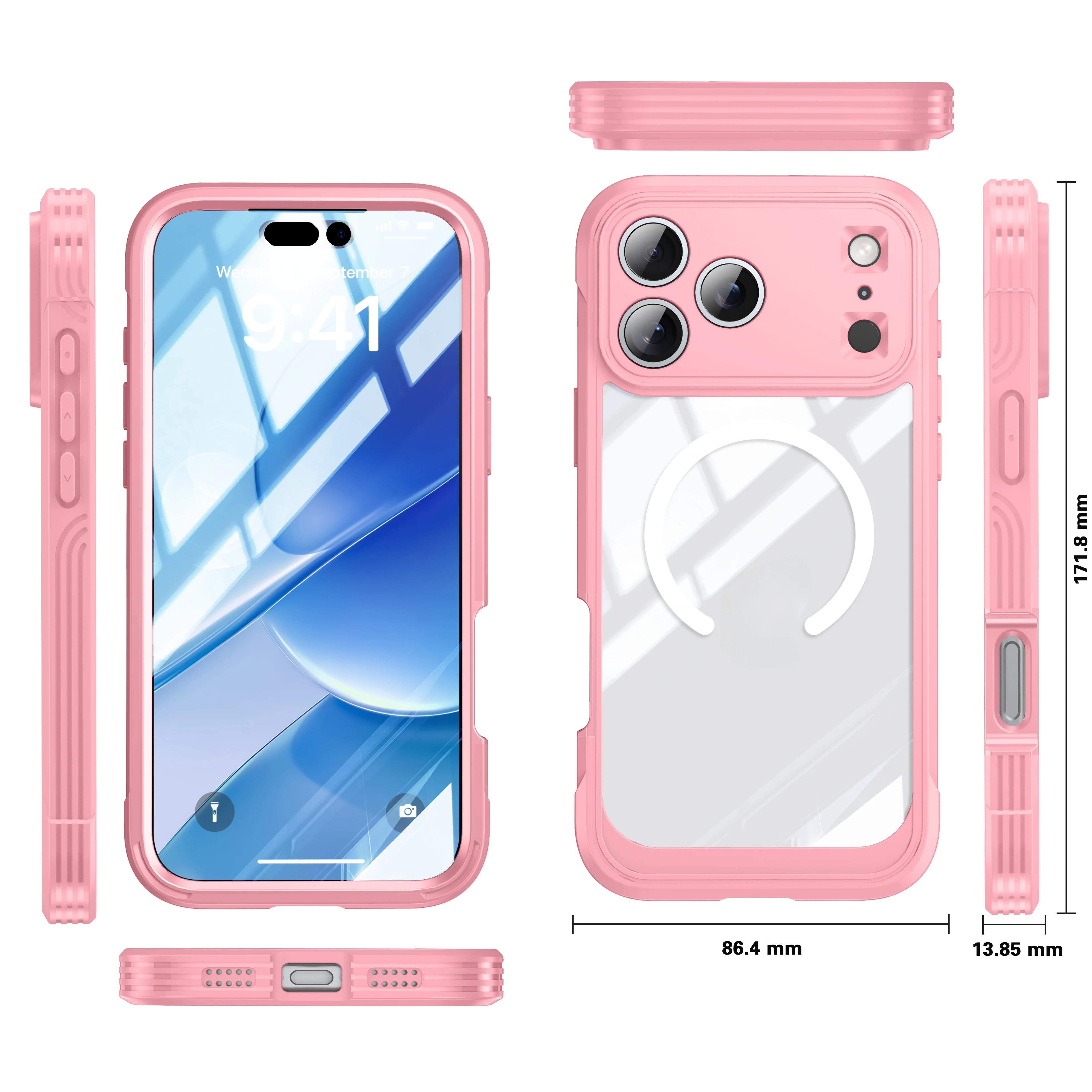 Brandneue farbige magnetische stoßfeste und staubdichte transparente Handyhülle - kompatibel mit iPhone 17/17 Air/17 Pro/17 Pro Max – Detail 7