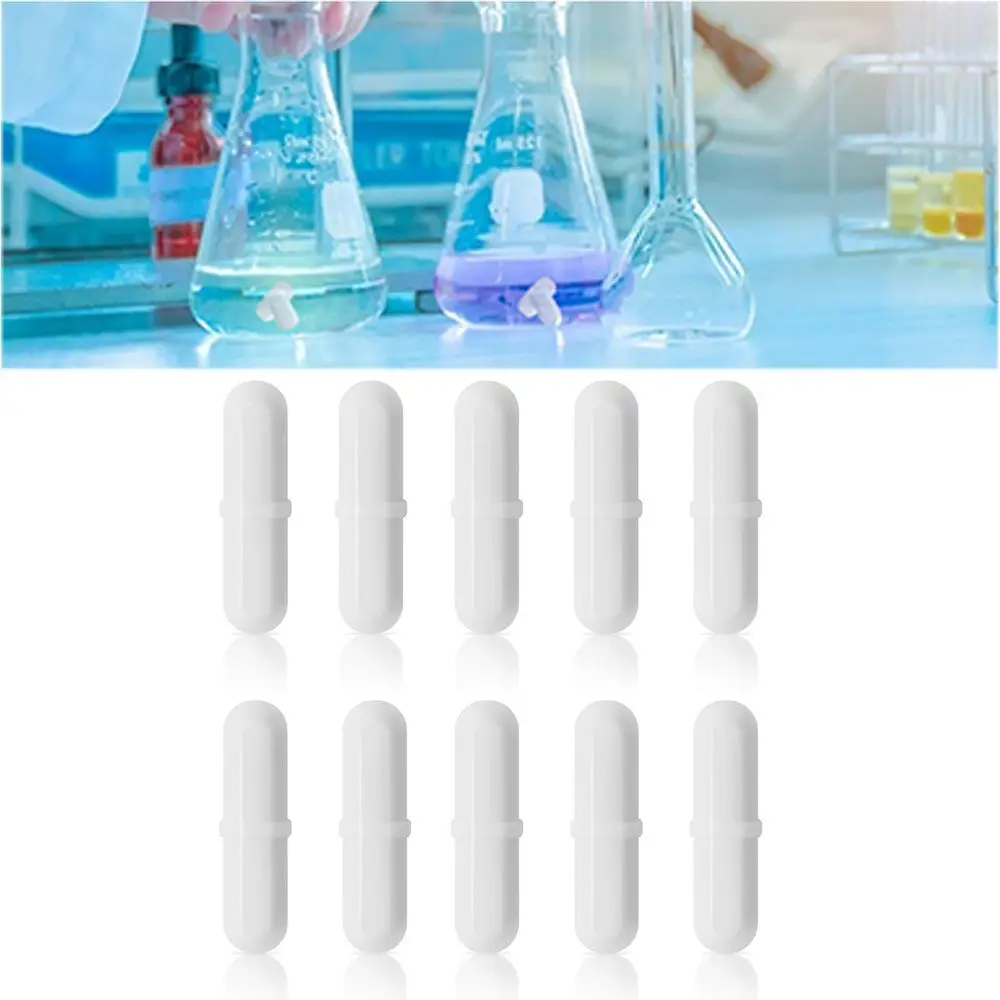 10Pcs PTFE Magnetic Stirrer Mixer White 6-15mm Magnetic Stir Bars Multi Size Easy To Clean Laboratory Stir Rod Lab Supplies