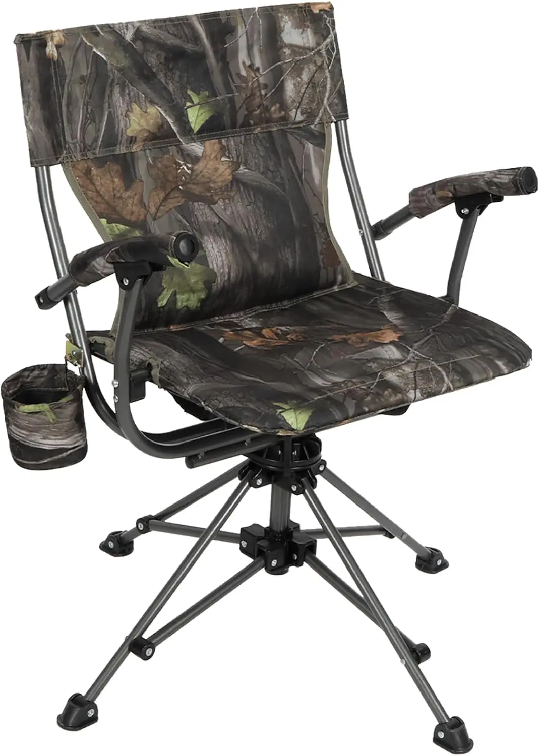 REDCAMP 360° Swivel Hunting Chairs for Ground Blinds, Portable Folding Camo Camping Chairs for Adults Hunting Seats with Hard Ar