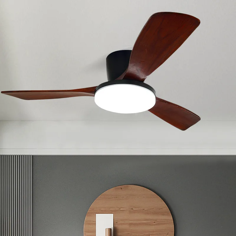 Nordic Wood Ceiling Fans With Light DC Motor Remote Control Living Room Bedroom Modern Large Fan Lamp 42 52 Inch LED Sealing Fan