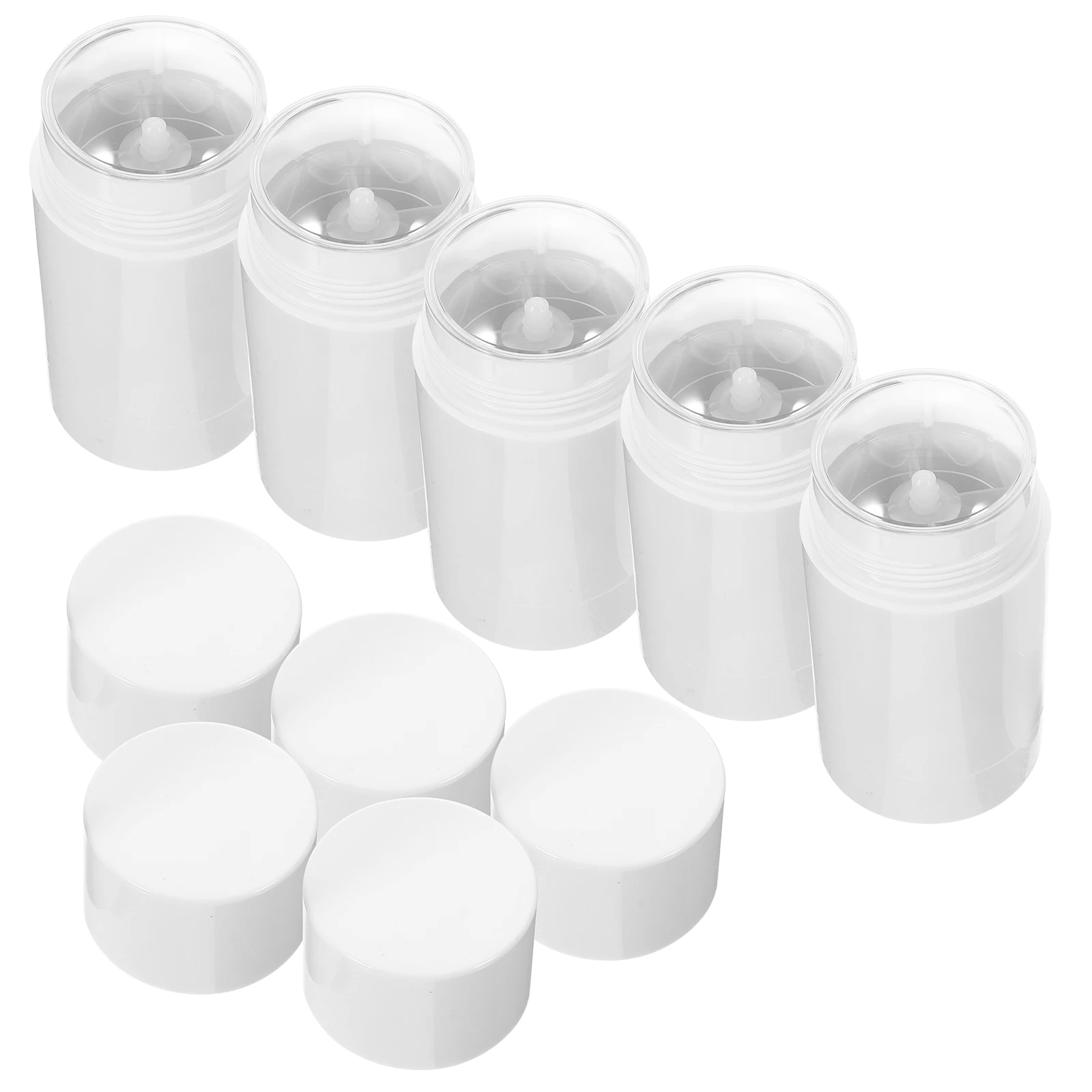 

5pcs 75g White Matte Straight Round Deodorant Balm Bottles Refillable Bottom Rotate Empty Containers for DIY Cream Storage